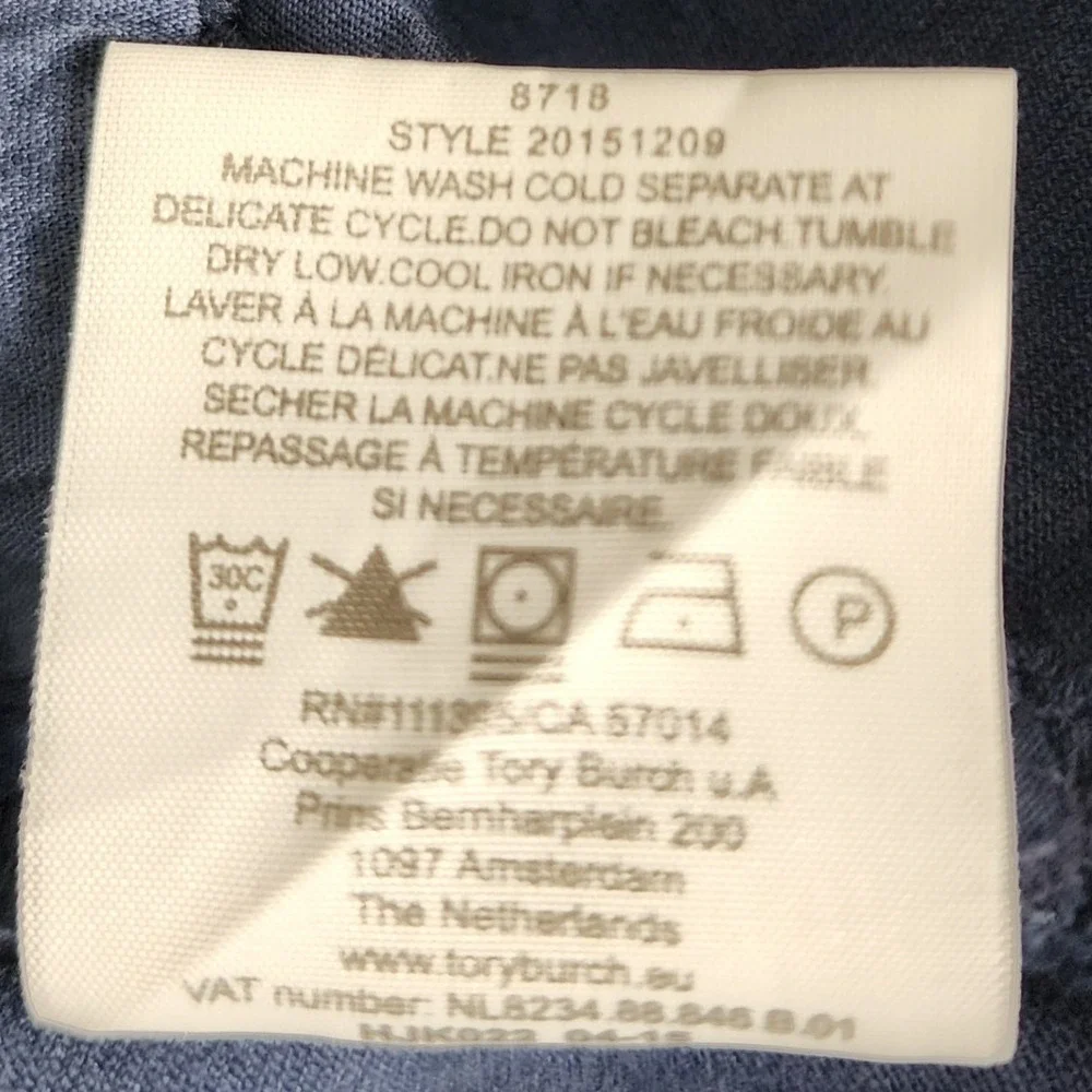Tory Burch Straight Leg Jeans Blue Denim Womens Size 28 Style 20151209‎ Mid Rise